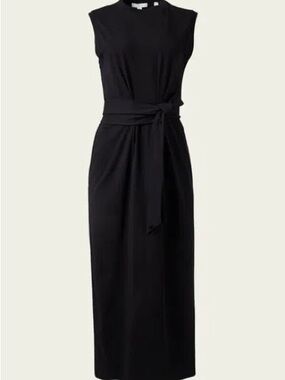 Vince Black Sleeveless Tie-Waist Maxi Dress